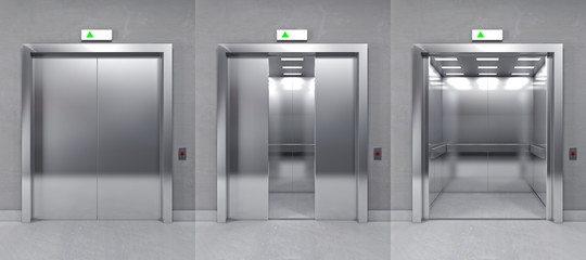3d modern elevator - obrazy, fototapety, plakaty