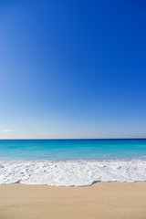 Fototapeta na wymiar Beautiful summer white Porto Katsiki beach on Ionian Sea Lefkada