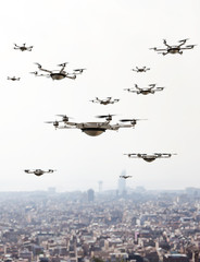 Fototapeta na wymiar drones invasion background