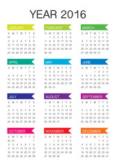 2016 Year Calendar