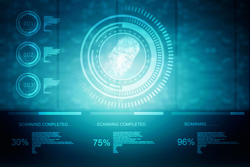 Fingerprint Scanning Technology Concept Illustration. Fingerprint Searching Software. Identity Check