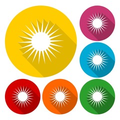 Vector sun icons set with long shadow