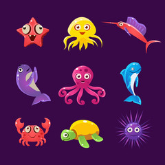 Baby Sea Creatures, Vector Illustration Set