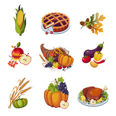 Thanksgiving Elements. Vector Illustration Set