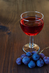 Red wine and grapes