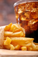 French fries and coke with ice