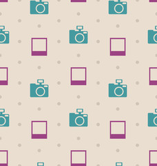  Retro Seamless Texture with Snapshots and Cameras, Vintage Patt