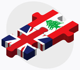 United Kingdom and Lebanon Flags