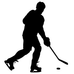 silhouette of hockey player. Isolated on white. Vector  illustra