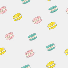 Set of sweet patterns.  Seamless backgrounds with macaroons. Vec