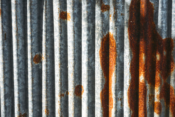 Grungy metal texture, surface of aged rusty iron fence. Texture