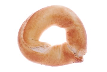 Fototapeta na wymiar pretzel filled with apple jam isolated on white background