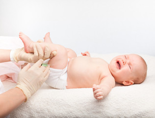 Baby gets an injection