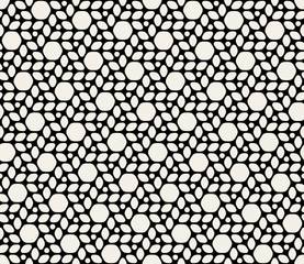 Vector Seamless Black & White Rounded Hexagonal Circles Pattern