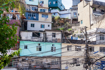 Fototapeta na wymiar Houses in favela Rocinha in Rio de Janeiro, Brazil