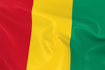 Waving Flag of Guinea - 3D Render of the Guinean Flag with Silky Texture
