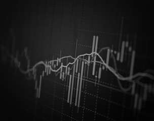 Fototapeta premium Stock exchange chart graph. Finance business background. Abstract stock market diagram candle bars trade.