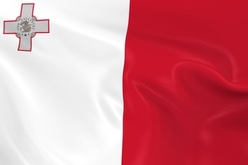 Waving Flag of Malta - 3D Render of the Maltese Flag with Silky Texture