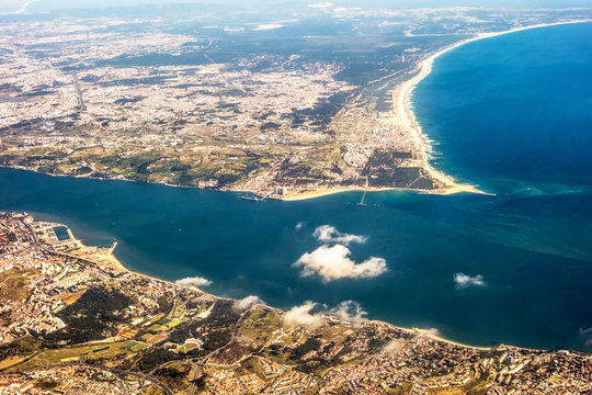 View over Costa da Caparica - aerial view