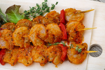 Raw prawn skewer