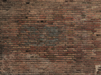 Part of brown painted brick wall. Empty