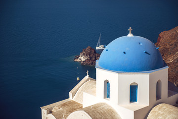 Fototapeta na wymiar Greece, Santorini island, Oia village, White architecture