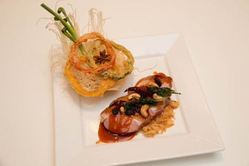  Duck breast roasted  and  tamarind sauce