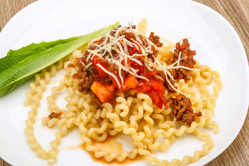 Fussili with beef meat