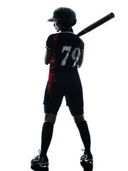 woman playing softball players silhouette isolated © snaptitude