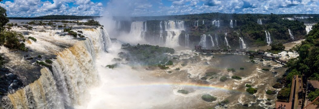 Iguacu (Iguazu) falls on a border of Brazil and Argentina