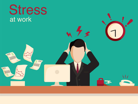 New job stress work infographic. Stress on work. 