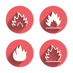 Fire flame icons. Heat signs.