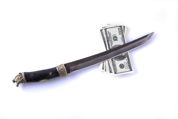 dagger and money isolated