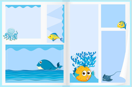 Paper design with sea animals