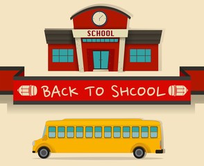 Back to school theme with schoolbus