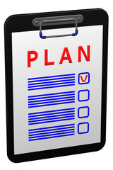 Clipboard with word plan