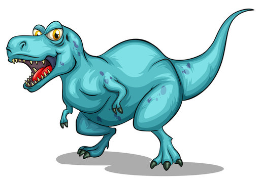 Blue dinosaur with sharp teeth