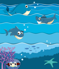 Sea animals under the ocean