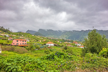 Typical landscape of Madeira island near Faial, north