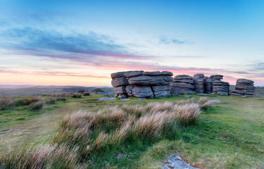 Sunset at Combestone Tor