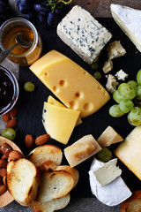 delicatessen cheses with fruits