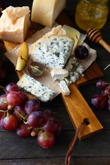 fresh grapes and blue cheese