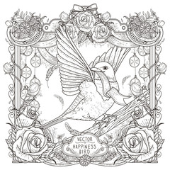 cheerful bird coloring page