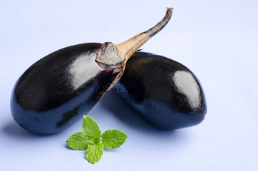 Eggplant on blue pastel color background