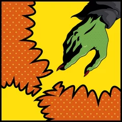 Foto op Plexiglas Pop art Pop Art Style Witch Hand, Vector Illustration
