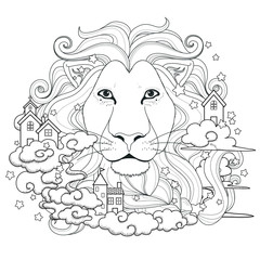 Fototapeta premium lovely lion coloring page