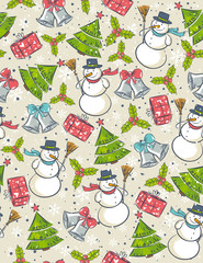 Seamless background with christmas elements,  vector