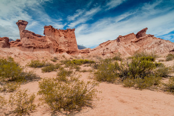 Rock formations in Quebrada de Cafayate valley, Argentina