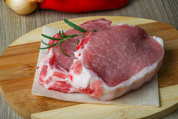 Raw pork steak