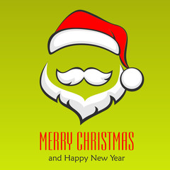 Santa Claus hipster style face on green, illustration